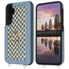 For Samsung Galaxy S23 FE 5G Double Bckle Card Slot Full Coverage Phone Case with Cross-body Strap(Blue) - 2