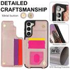 For Samsung Galaxy S23+ 5G Double Bckle Card Slot Full Coverage Phone Case with Cross-body Strap(Rose Gold) - 3