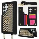 For Samsung Galaxy S23 Ultra 5G Double Bckle Card Slot Full Coverage Phone Case with Cross-body Strap(Black) - 1