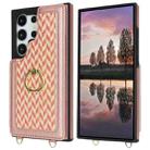 For Samsung Galaxy S23 Ultra 5G Double Bckle Card Slot Full Coverage Phone Case with Cross-body Strap(Rose Gold) - 2