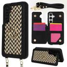 For Samsung Galaxy S24 5G Double Bckle Card Slot Full Coverage Phone Case with Cross-body Strap(Black) - 1