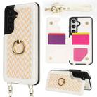 For Samsung Galaxy S24 5G Double Bckle Card Slot Full Coverage Phone Case with Cross-body Strap(White) - 1