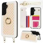 For Samsung Galaxy S24+ 5G Double Bckle Card Slot Full Coverage Phone Case with Cross-body Strap(White) - 1