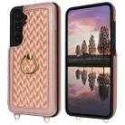 For Samsung Galaxy S24+ 5G Double Bckle Card Slot Full Coverage Phone Case with Cross-body Strap(Rose Gold) - 2