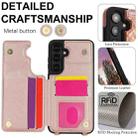 For Samsung Galaxy S24+ 5G Double Bckle Card Slot Full Coverage Phone Case with Cross-body Strap(Rose Gold) - 3