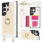 For Samsung Galaxy S24 Ultra 5G Double Bckle Card Slot Full Coverage Phone Case with Cross-body Strap(White) - 1