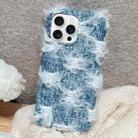 For iPhone 16 Pro Max Striped Fabric Plush TPU Phone Case(Blue) - 1