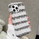 For iPhone 16 Pro Striped Fabric Plush TPU Phone Case(Black) - 1