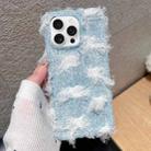 For iPhone 16 Pro Striped Fabric Plush TPU Phone Case(Light Blue) - 1