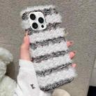 For iPhone 15 Pro Striped Fabric Plush TPU Phone Case(Black) - 1