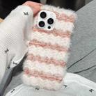 For iPhone 15 Pro Striped Fabric Plush TPU Phone Case(Pink) - 1