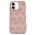 For iPhone 16 Plus Lace Striped Plush TPU Phone Case(Pink) - 1