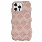 For iPhone 15 Pro Max Lace Striped Plush TPU Phone Case(Pink) - 1