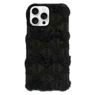 For iPhone 15 Pro Lace Striped Plush TPU Phone Case(Black) - 1