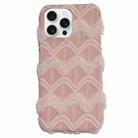 For iPhone 15 Pro Lace Striped Plush TPU Phone Case(Pink) - 1