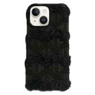 For iPhone 14 Plus Lace Striped Plush TPU Phone Case(Black) - 1