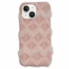 For iPhone 14 Plus Lace Striped Plush TPU Phone Case(Pink) - 1