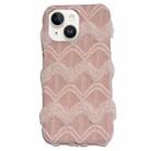 For iPhone 14 Lace Striped Plush TPU Phone Case(Pink) - 1