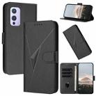 For OnePlus 9 Triangle Pattern Buckle Clasp Leather Phone Case(Black) - 1