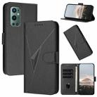 For OnePlus 9 Pro Triangle Pattern Buckle Clasp Leather Phone Case(Black) - 1