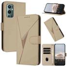 For OnePlus 9 Pro Triangle Pattern Buckle Clasp Leather Phone Case(Gold) - 1