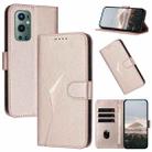 For OnePlus 9 Pro Triangle Pattern Buckle Clasp Leather Phone Case(Rose Gold) - 1