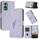 For OnePlus 9 Pro Triangle Pattern Buckle Clasp Leather Phone Case(Light Purple) - 1