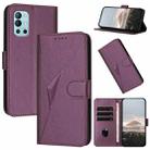 For OnePlus 9R Triangle Pattern Buckle Clasp Leather Phone Case(Dark Purple) - 1