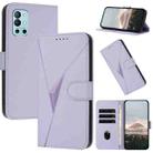 For OnePlus 9R Triangle Pattern Buckle Clasp Leather Phone Case(Light Purple) - 1