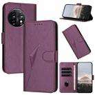 For OnePlus 11 Triangle Pattern Buckle Clasp Leather Phone Case(Dark Purple) - 1