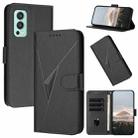 For OnePlus Nord 2 5G Triangle Pattern Buckle Clasp Leather Phone Case(Black) - 1