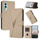 For OnePlus Nord 2 5G Triangle Pattern Buckle Clasp Leather Phone Case(Gold) - 1