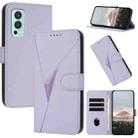 For OnePlus Nord 2 5G Triangle Pattern Buckle Clasp Leather Phone Case(Light Purple) - 1