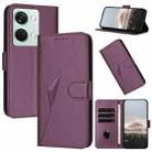 For OnePlus Nord 3 Triangle Pattern Buckle Clasp Leather Phone Case(Dark Purple) - 1