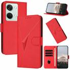 For OnePlus Nord 3 Triangle Pattern Buckle Clasp Leather Phone Case(Red) - 1