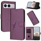 For OnePlus Nord 4 Triangle Pattern Buckle Clasp Leather Phone Case(Dark Purple) - 1