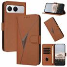 For OnePlus Nord 4 Triangle Pattern Buckle Clasp Leather Phone Case(Brown) - 1