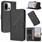 For OnePlus 13T Triangle Pattern Buckle Clasp Leather Phone Case(Black) - 1