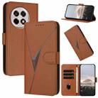 For OnePlus Ace 5 / 13R Global Triangle Pattern Buckle Clasp Leather Phone Case(Brown) - 1
