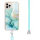 For iPhone 16 Pro Max Electroplating Marble Dual-side IMD Phone Case with Lanyard(Green 003) - 3