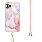 For iPhone 16 Pro Max Electroplating Marble Dual-side IMD Phone Case with Lanyard(Rose Gold 005) - 3