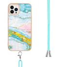 For iPhone 16 Pro Electroplating Marble Dual-side IMD Phone Case with Lanyard(Green 004) - 3