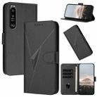 For Sony Xperia 1 III Triangle Pattern Buckle Clasp Leather Phone Case(Black) - 1