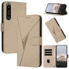 For Sony Xperia 1 III Triangle Pattern Buckle Clasp Leather Phone Case(Gold) - 1