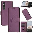 For Sony Xperia 1 V Triangle Pattern Buckle Clasp Leather Phone Case(Dark Purple) - 1