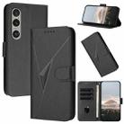 For Sony Xperia 1 VI Triangle Pattern Buckle Clasp Leather Phone Case(Black) - 1