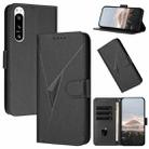 For Sony Xperia 5 IV Triangle Pattern Buckle Clasp Leather Phone Case(Black) - 1