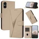 For Sony Xperia 5 VI Triangle Pattern Buckle Clasp Leather Phone Case(Gold) - 1