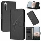 For Sony Xperia 10 III Triangle Pattern Buckle Clasp Leather Phone Case(Black) - 1