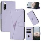 For Sony Xperia 10 III Triangle Pattern Buckle Clasp Leather Phone Case(Light Purple) - 1